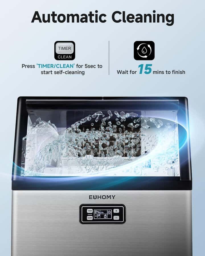 EUHOMY ice maker automatic self-cleaning function